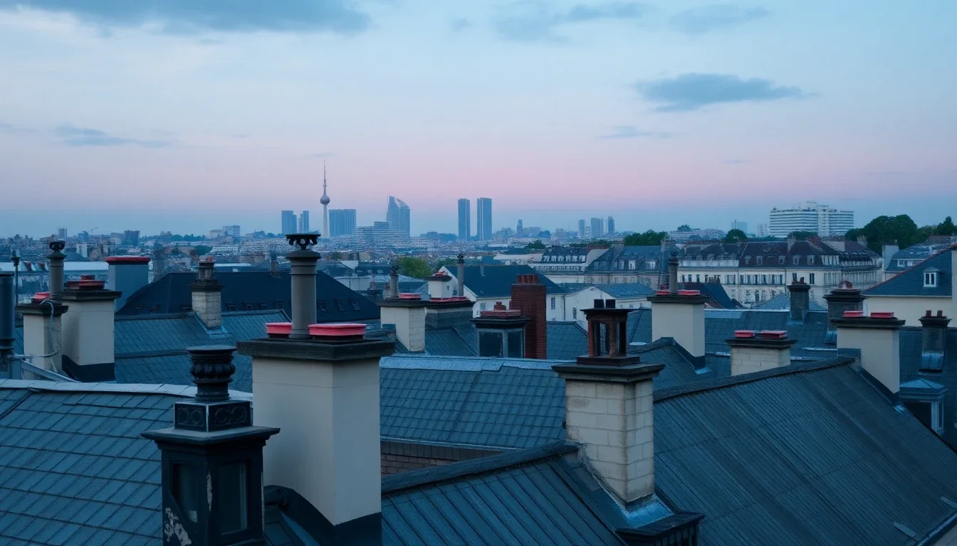 Quartier d'affaires parisien à l'heure bleue